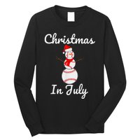 Christmas In July Baseball Snowman Santa Hat Summer 2021 Long Sleeve Shirt