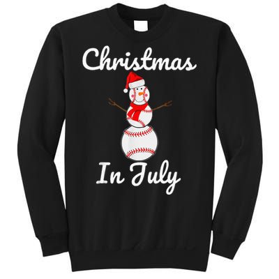 Christmas In July Baseball Snowman Santa Hat Summer 2021 Sweatshirt