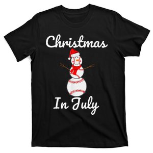 Christmas In July Baseball Snowman Santa Hat Summer 2021 T-Shirt