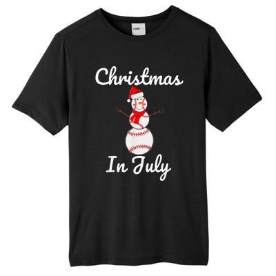 Christmas In July Baseball Snowman Santa Hat Summer 2021 Tall Fusion ChromaSoft Performance T-Shirt