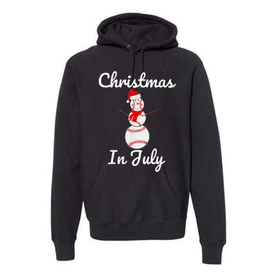 Christmas In July Baseball Snowman Santa Hat Summer 2021 Premium Hoodie