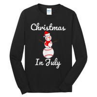 Christmas In July Baseball Snowman Santa Hat Summer 2021 Tall Long Sleeve T-Shirt