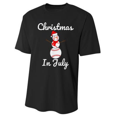 Christmas In July Baseball Snowman Santa Hat Summer 2021 Performance Sprint T-Shirt