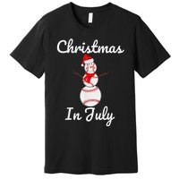 Christmas In July Baseball Snowman Santa Hat Summer 2021 Premium T-Shirt