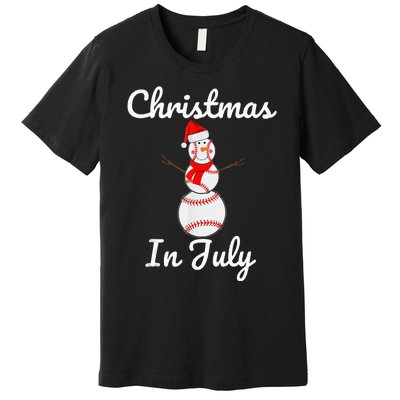 Christmas In July Baseball Snowman Santa Hat Summer 2021 Premium T-Shirt