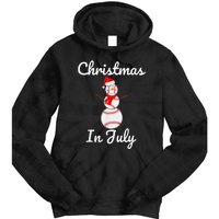 Christmas In July Baseball Snowman Santa Hat Summer 2021 Tie Dye Hoodie