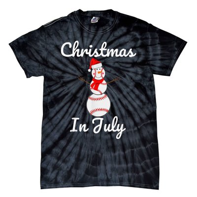 Christmas In July Baseball Snowman Santa Hat Summer 2021 Tie-Dye T-Shirt