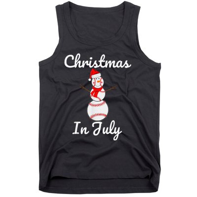 Christmas In July Baseball Snowman Santa Hat Summer 2021 Tank Top