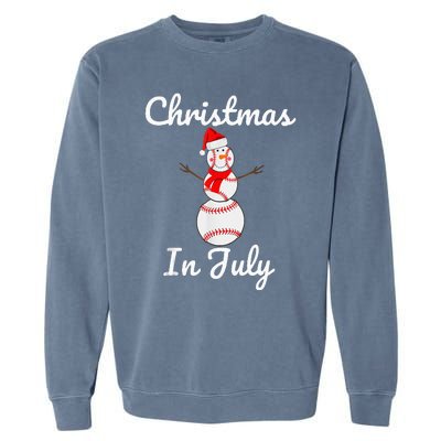 Christmas In July Baseball Snowman Santa Hat Summer 2021 Garment-Dyed Sweatshirt