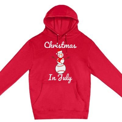 Christmas In July Baseball Snowman Santa Hat Summer 2021 Premium Pullover Hoodie