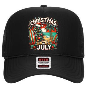 Christmas In July Summer Beach Vacation Xmas High Crown Mesh Back Trucker Hat