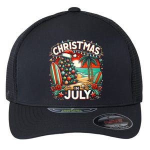 Christmas In July Summer Beach Vacation Xmas Flexfit Unipanel Trucker Cap