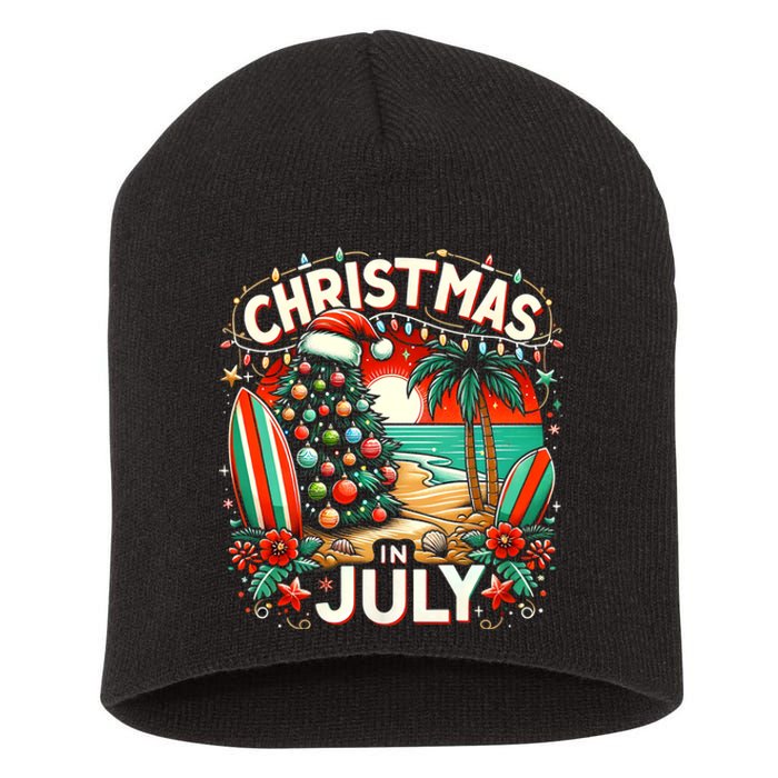 Christmas In July Summer Beach Vacation Xmas Short Acrylic Beanie