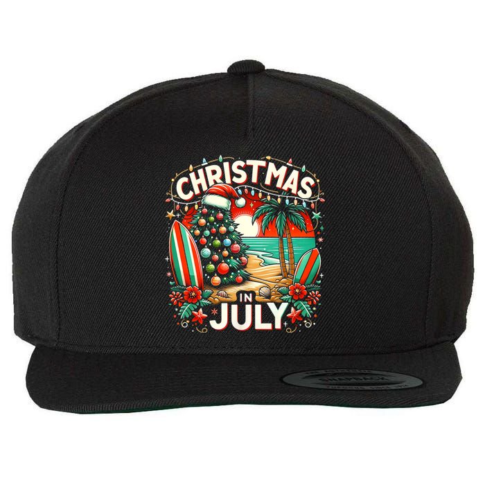 Christmas In July Summer Beach Vacation Xmas Wool Snapback Cap