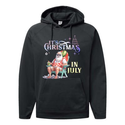 Christmas In July Santa Beach Summer Float Xmas Funny Performance Fleece Hoodie