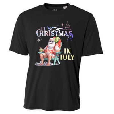 Christmas In July Santa Beach Summer Float Xmas Funny Cooling Performance Crew T-Shirt