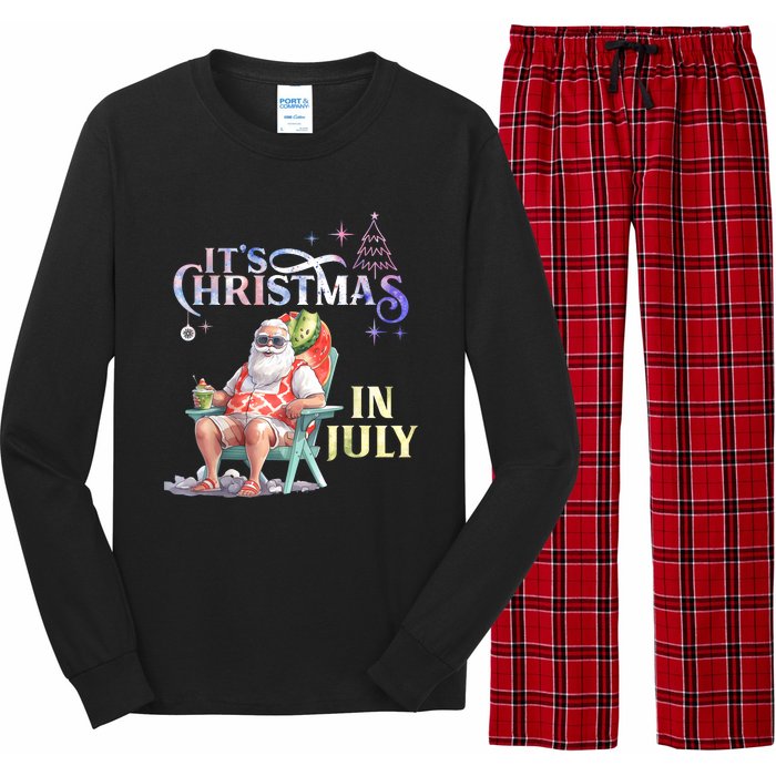 Christmas In July Santa Beach Summer Float Xmas Funny Long Sleeve Pajama Set