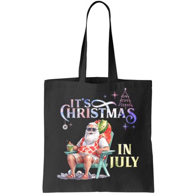 Christmas In July Santa Beach Summer Float Xmas Funny Tote Bag