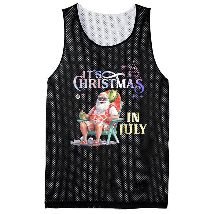 Christmas In July Santa Beach Summer Float Xmas Funny Mesh Reversible Basketball Jersey Tank