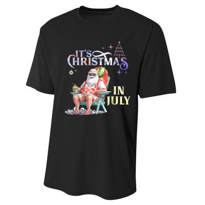 Christmas In July Santa Beach Summer Float Xmas Funny Performance Sprint T-Shirt