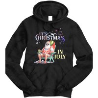 Christmas In July Santa Beach Summer Float Xmas Funny Tie Dye Hoodie