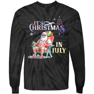 Christmas In July Santa Beach Summer Float Xmas Funny Tie-Dye Long Sleeve Shirt