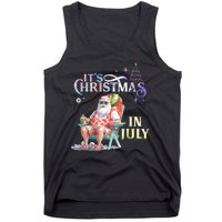 Christmas In July Santa Beach Summer Float Xmas Funny Tank Top