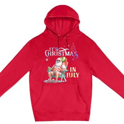 Christmas In July Santa Beach Summer Float Xmas Funny Premium Pullover Hoodie