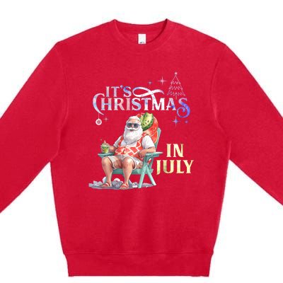 Christmas In July Santa Beach Summer Float Xmas Funny Premium Crewneck Sweatshirt