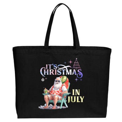 Christmas In July Santa Beach Summer Float Xmas Funny Cotton Canvas Jumbo Tote