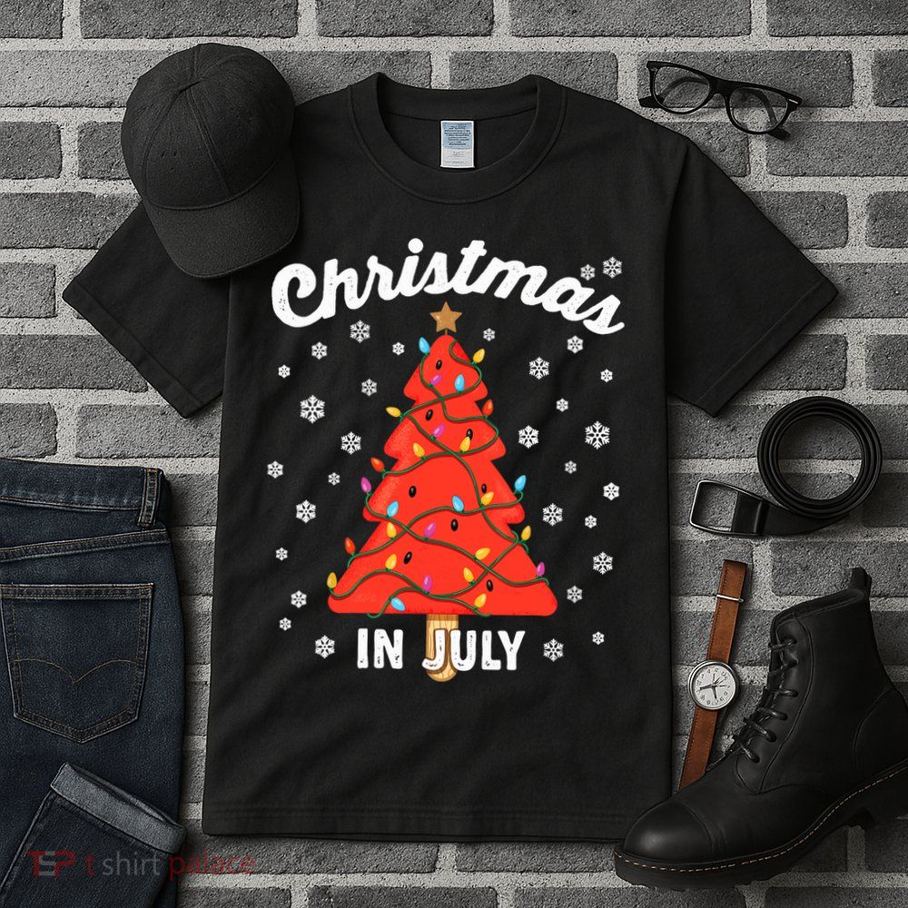 Christmas In July Watermelon Popsicle Tree Summer Xmas Party Tall T-Shirt