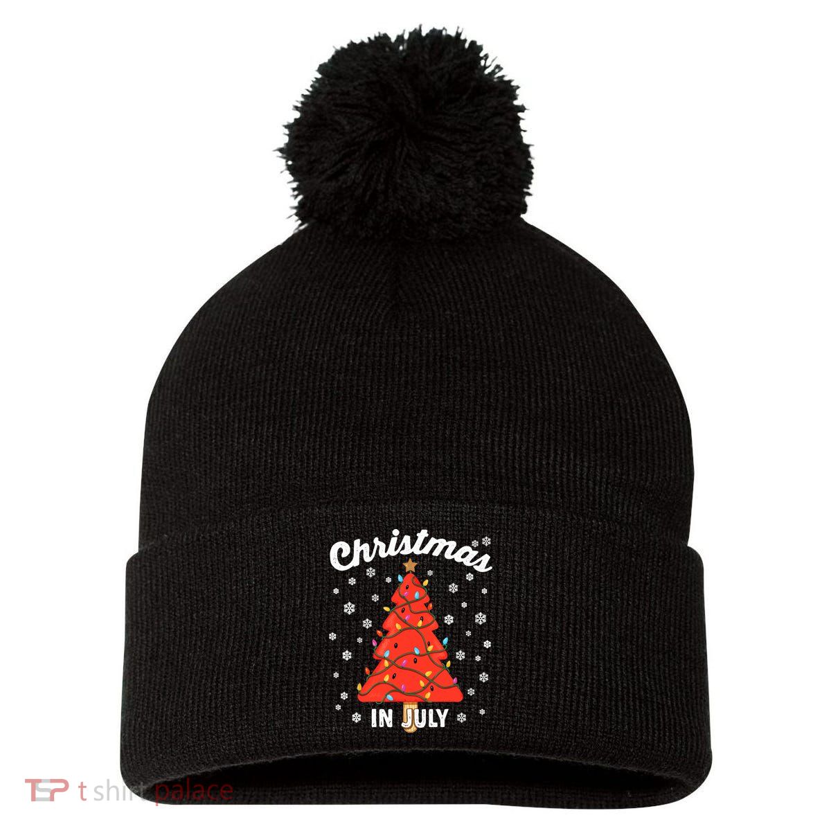 Christmas In July Watermelon Popsicle Tree Summer Xmas Party Pom Pom 12in Knit Beanie