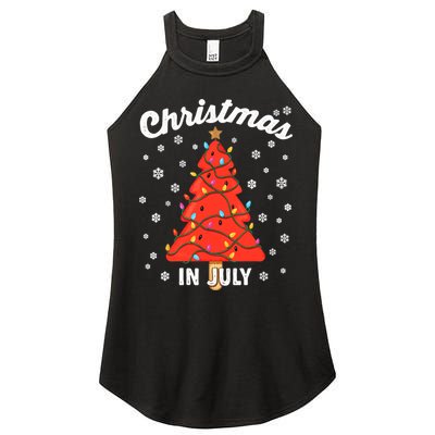 Christmas In July Watermelon Popsicle Tree Summer Xmas Party Women's Perfect Tri Rocker Tank