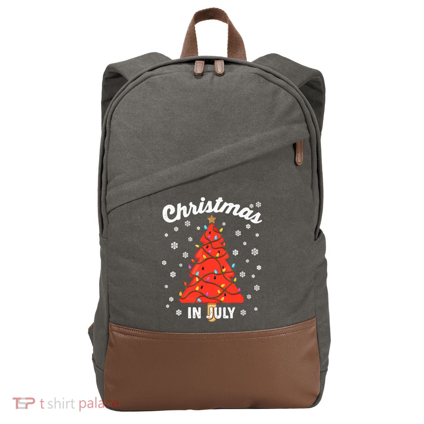Christmas In July Watermelon Popsicle Tree Summer Xmas Party Cotton Canvas Backpack