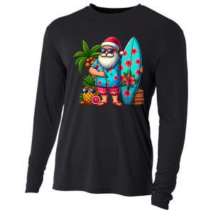 Christmas In July Santa Beach Summer Cooling Performance Long Sleeve Crew