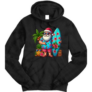 Christmas In July Santa Beach Summer Tie Dye Hoodie