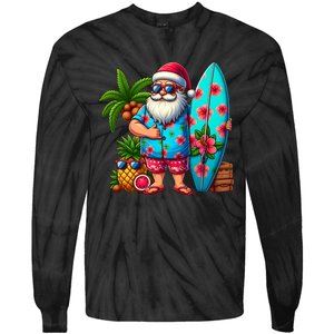 Christmas In July Santa Beach Summer Tie-Dye Long Sleeve Shirt