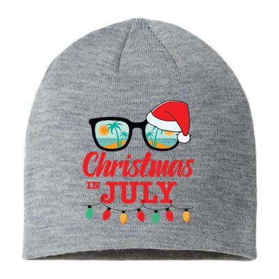 Christmas In July With Sunglasses Santa Hat For Summer Xmas Sustainable Beanie