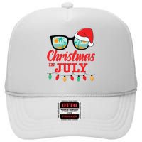 Christmas In July With Sunglasses Santa Hat For Summer Xmas High Crown Mesh Back Trucker Hat