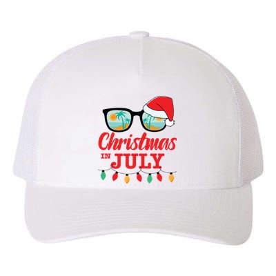 Christmas In July With Sunglasses Santa Hat For Summer Xmas Yupoong Adult 5-Panel Trucker Hat