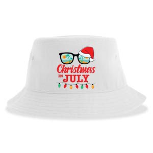 Christmas In July With Sunglasses Santa Hat For Summer Xmas Sustainable Bucket Hat