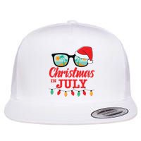 Christmas In July With Sunglasses Santa Hat For Summer Xmas Flat Bill Trucker Hat