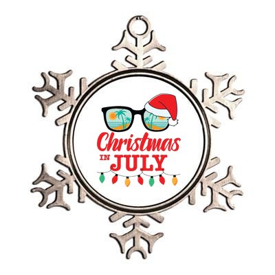 Christmas In July With Sunglasses Santa Hat For Summer Xmas Metallic Star Ornament