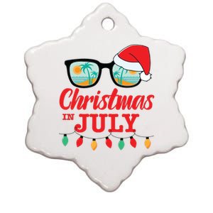 Christmas In July With Sunglasses Santa Hat For Summer Xmas Ceramic Star Ornament