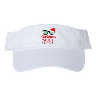 Christmas In July With Sunglasses Santa Hat For Summer Xmas Valucap Bio-Washed Visor