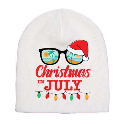 Christmas In July With Sunglasses Santa Hat For Summer Xmas Short Acrylic Beanie