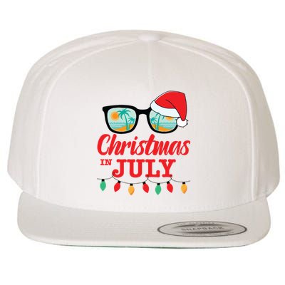 Christmas In July With Sunglasses Santa Hat For Summer Xmas Wool Snapback Cap