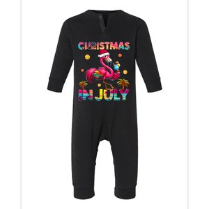 Christmas In July Flamingo Beach Summer Hawaii Infant Fleece One Piece