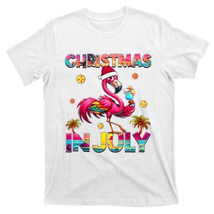 Christmas In July Flamingo Beach Summer Hawaii T-Shirt