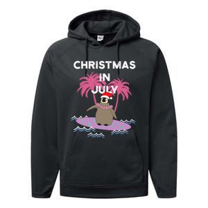 Christmas In July Surfer Baby Penguin Performance Fleece Hoodie